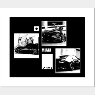 Mazda Miata MX-5 ND Black 'N White Archive (Black Version) Posters and Art